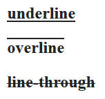 text-decoration-line: underline, overline, line-through